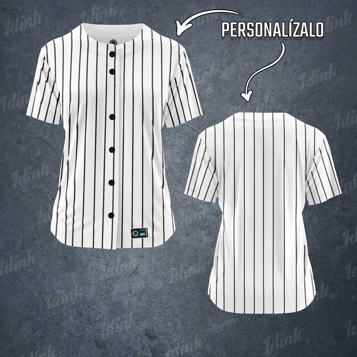 JERSEY BEISBOL RAYADO BLANCO DAMA