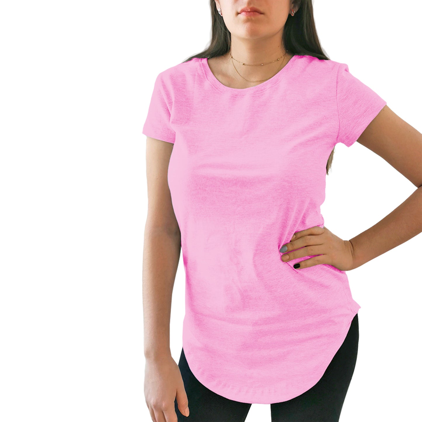 blusa dama long fit rosa pastel