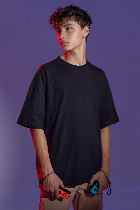 PLAYERA OVERSIZE NEGRA HOMBRE