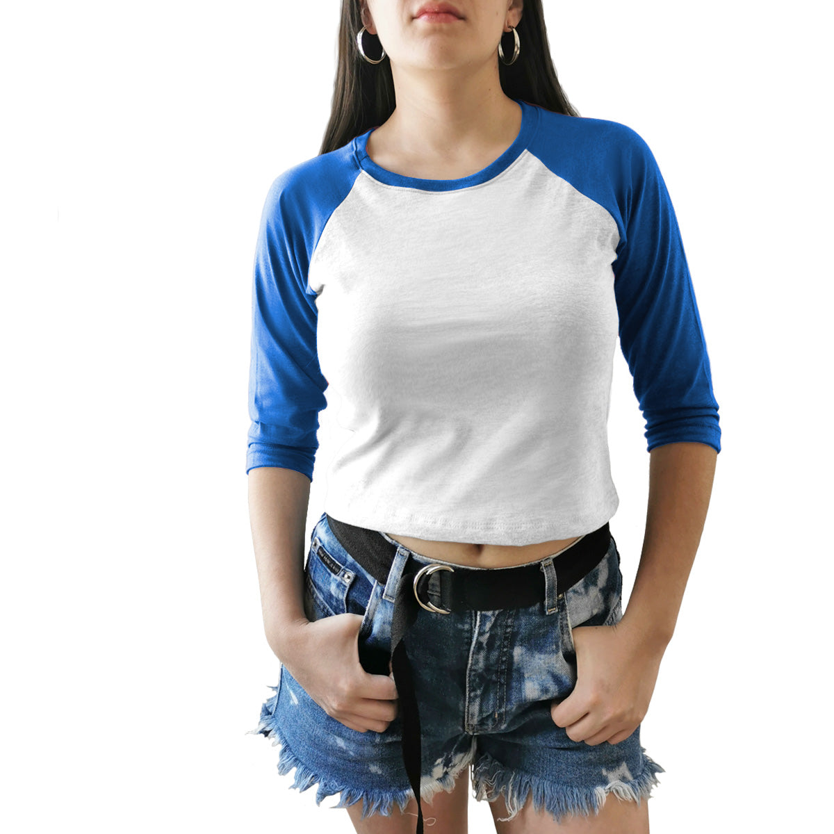 crop top blanco azul