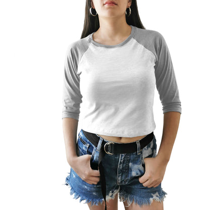 crop top blanco gris raglan