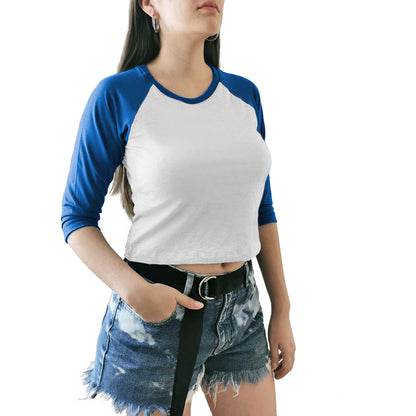 crop top blanco azul rey