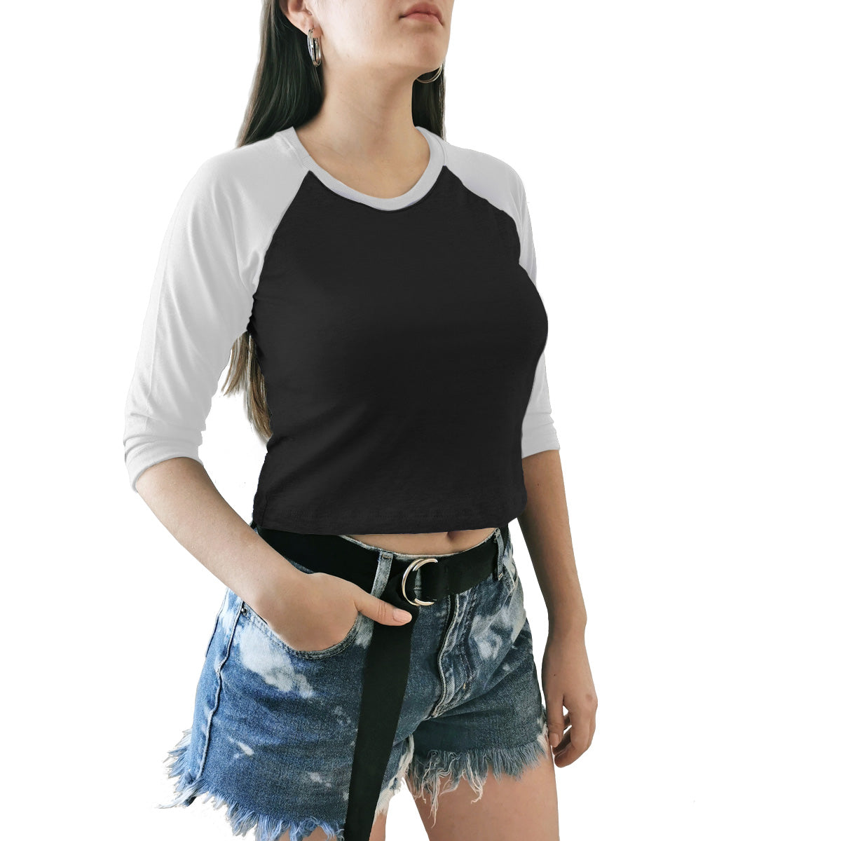 crop top negro blanco dama