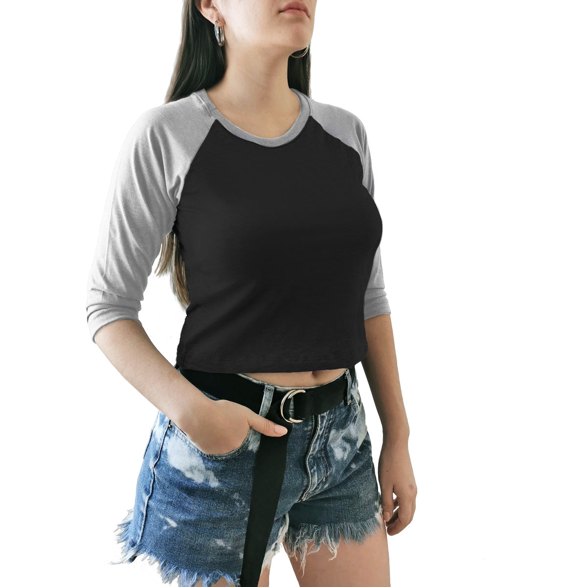 crop top negro gris