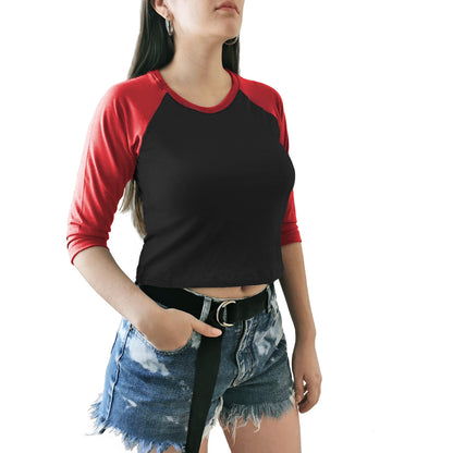 crop top beisbolero raglan dama