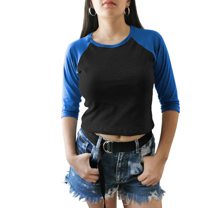 crop top negro azul rey dama