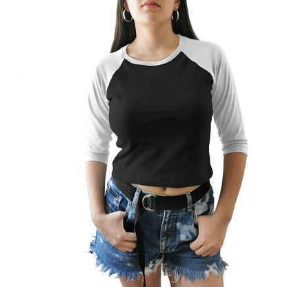 crop top basico raglan beisbolero dama negro blanco