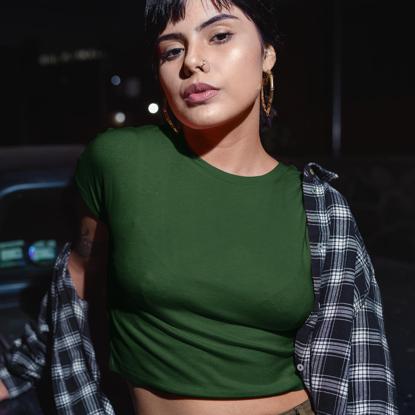 crop top dama verde