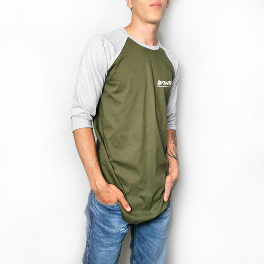 Playera Raglan Long Fit Verde Gris